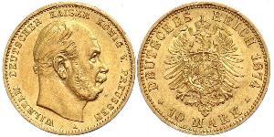 10 Mark 普魯士王國 (1701 - 1918) 金 威廉一世 (德国)