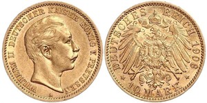 10 Mark 普魯士王國 (1701 - 1918) 金 威廉二世 (德国)