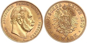 10 Mark 普魯士王國 (1701 - 1918) 金 威廉一世 (德国)