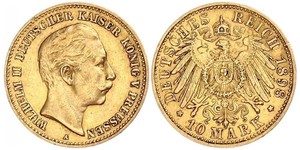 10 Mark 普魯士王國 (1701 - 1918) 金 威廉二世 (德国)