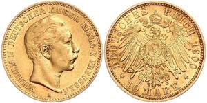 10 Mark 普魯士王國 (1701 - 1918) 金 威廉二世 (德国)