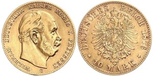 10 Mark 普魯士王國 (1701 - 1918) 金 威廉一世 (德国)