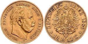 10 Mark 普魯士王國 (1701 - 1918) 金 威廉一世 (德国)
