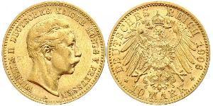 10 Mark 普魯士王國 (1701 - 1918) 金 威廉二世 (德国)
