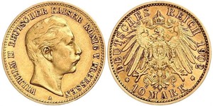 10 Mark 普魯士王國 (1701 - 1918) 金 威廉二世 (德国)
