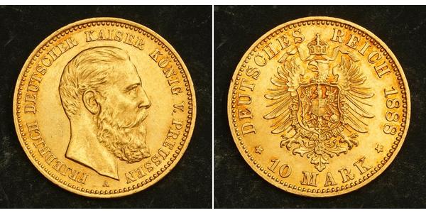 10 Mark 普魯士王國 (1701 - 1918) 金 腓特烈·威廉三世 (1770 -1840)