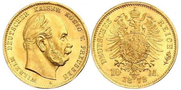 10 Mark 普魯士王國 (1701 - 1918) 金 威廉一世 (德国)