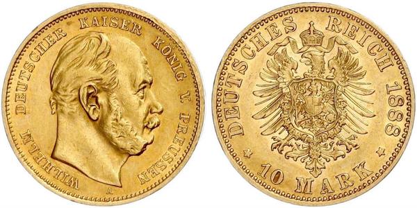 10 Mark 普魯士王國 (1701 - 1918) 金 威廉一世 (德国)