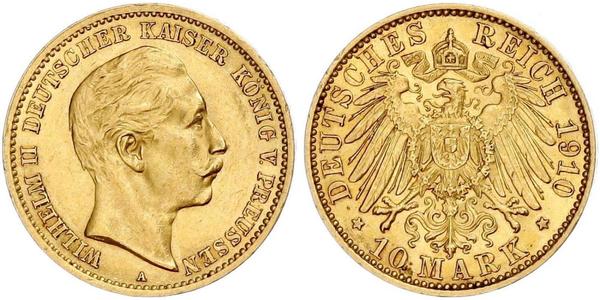 10 Mark 普魯士王國 (1701 - 1918) 金 威廉二世 (德国)