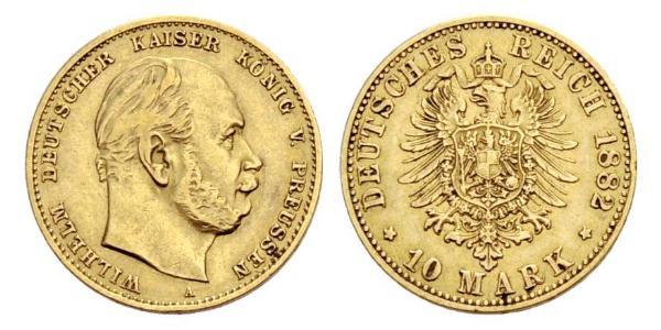 10 Mark 普魯士王國 (1701 - 1918) 金 威廉一世 (德国)