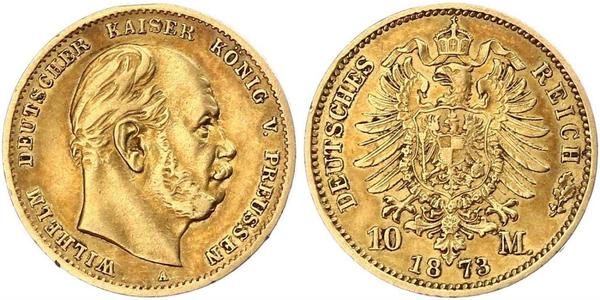 10 Mark 普魯士王國 (1701 - 1918) 金 威廉一世 (德国)