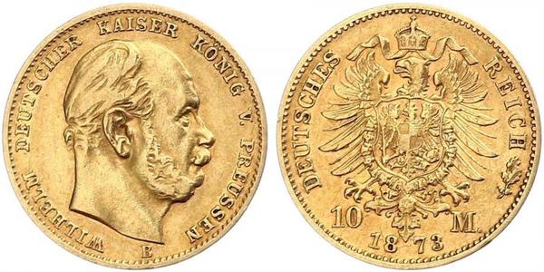 10 Mark 普魯士王國 (1701 - 1918) 金 威廉一世 (德国)
