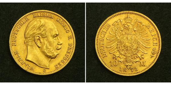 10 Mark 普魯士王國 (1701 - 1918) 金 威廉一世 (德国)