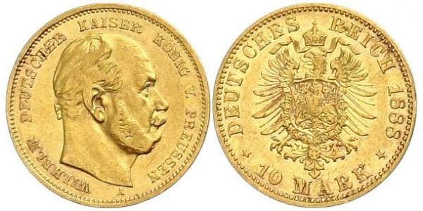 10 Mark 普魯士王國 (1701 - 1918) 金 威廉一世 (德国)