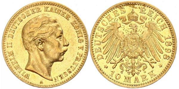 10 Mark 普魯士王國 (1701 - 1918) 金 威廉二世 (德国)