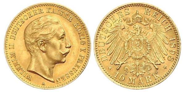 10 Mark 普魯士王國 (1701 - 1918) 金 威廉二世 (德国)