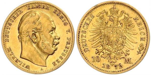 10 Mark 普魯士王國 (1701 - 1918) 金 威廉一世 (德国)