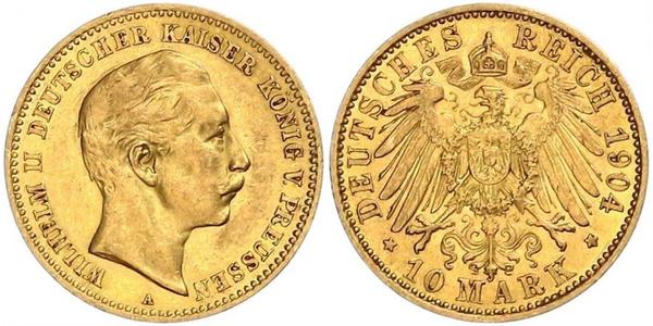 10 Mark 普魯士王國 (1701 - 1918) 金 威廉二世 (德国)