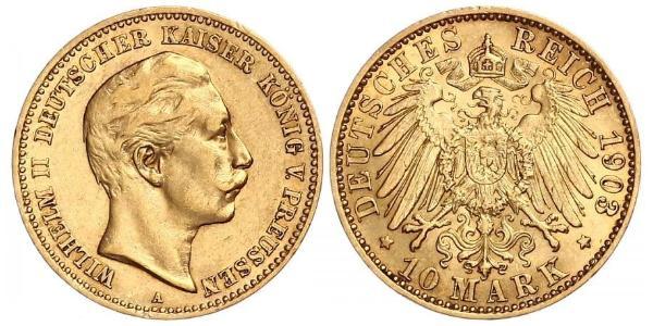 10 Mark 普魯士王國 (1701 - 1918) 金 威廉二世 (德国)