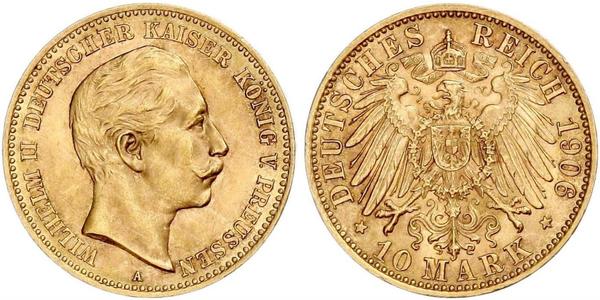 10 Mark 普魯士王國 (1701 - 1918) 金 威廉二世 (德国)