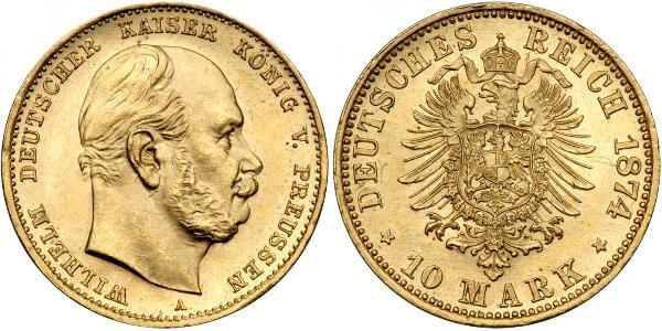 10 Mark 普魯士王國 (1701 - 1918) 金 威廉一世 (德国)