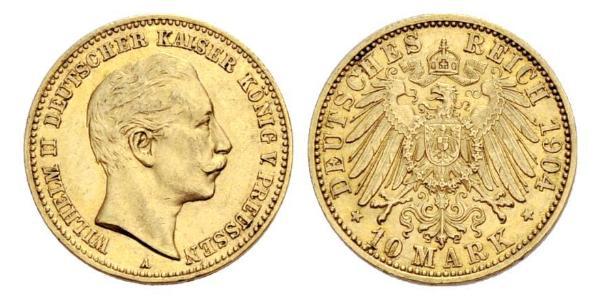 10 Mark 普魯士王國 (1701 - 1918) 金 威廉二世 (德国)