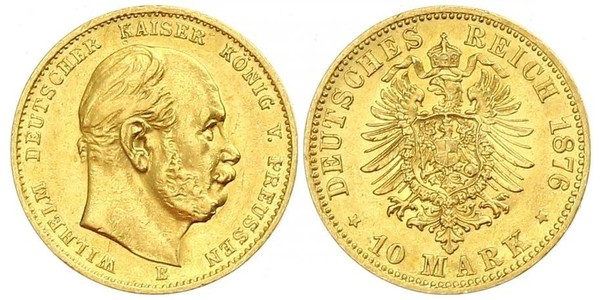 10 Mark 普魯士王國 (1701 - 1918) 金 威廉一世 (德国)