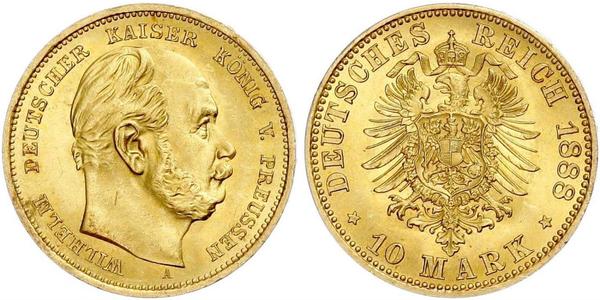 10 Mark 普魯士王國 (1701 - 1918) 金 威廉一世 (德国)