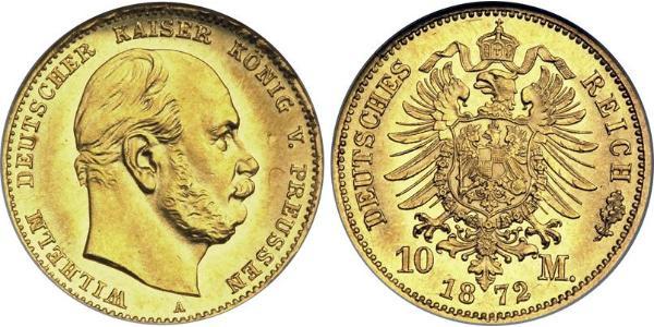 10 Mark 普魯士王國 (1701 - 1918) 金 威廉一世 (德国)