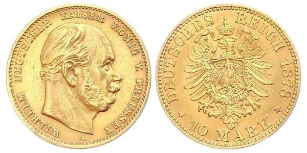 10 Mark 普魯士王國 (1701 - 1918) 金 威廉一世 (德国)