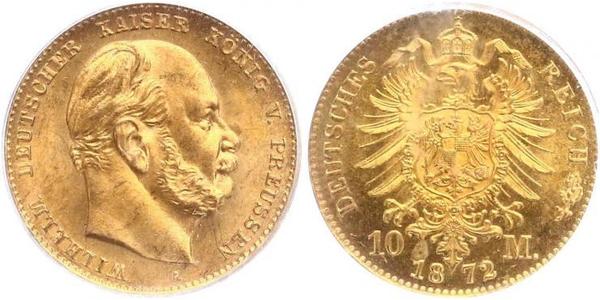 10 Mark 普魯士王國 (1701 - 1918) 金 威廉一世 (德国)
