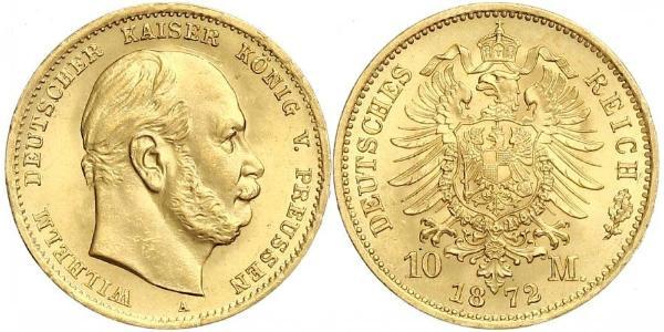 10 Mark 普魯士王國 (1701 - 1918) 金 威廉一世 (德国)