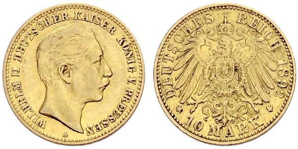 10 Mark 普魯士王國 (1701 - 1918) 金 威廉二世 (德国)