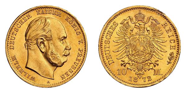 10 Mark 普魯士王國 (1701 - 1918) 金 威廉一世 (德国)