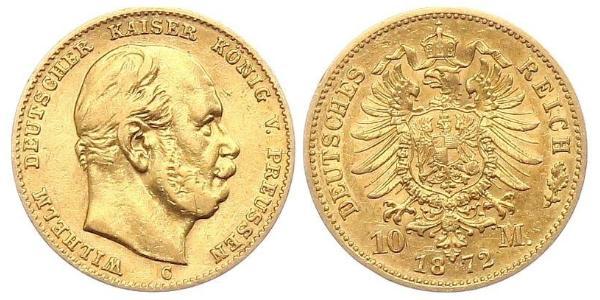 10 Mark 普魯士王國 (1701 - 1918) 金 威廉一世 (德国)