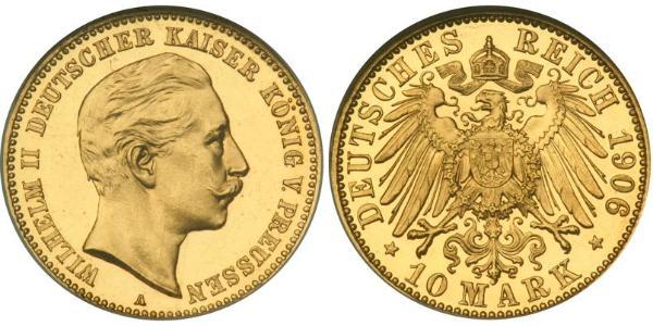 10 Mark 普魯士王國 (1701 - 1918) 金 威廉二世 (德国)