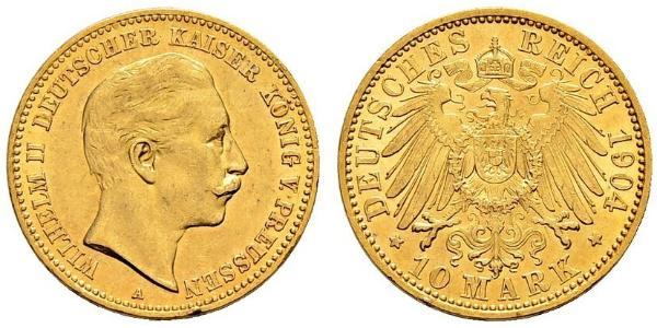10 Mark 普魯士王國 (1701 - 1918) 金 威廉二世 (德国)