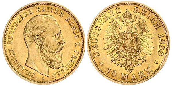 10 Mark 普魯士王國 (1701 - 1918) 金 腓特烈·威廉三世 (1770 -1840)