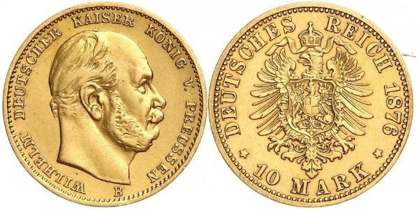 10 Mark 普魯士王國 (1701 - 1918) 金 威廉一世 (德国)