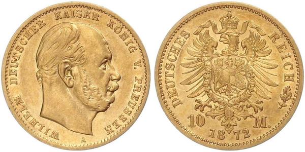 10 Mark 普魯士王國 (1701 - 1918) 金 威廉一世 (德国)