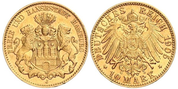 10 Mark 汉堡 金 