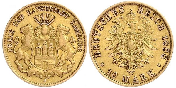 10 Mark 汉堡 金 