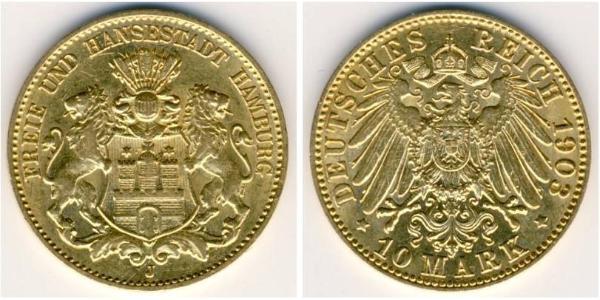 10 Mark 汉堡 金 