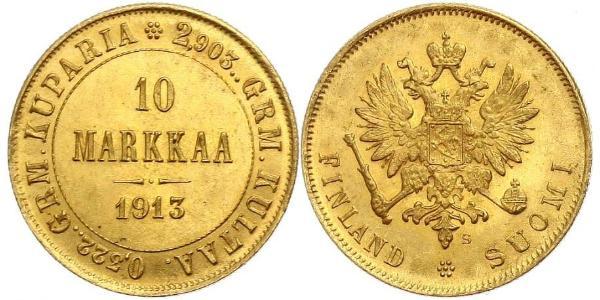 10 Mark 芬兰 / 俄罗斯帝国 (1721 - 1917) 金 亚历山大三世 (俄国) (1845 -1894)