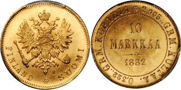 10 Mark 芬兰 / 俄罗斯帝国 (1721 - 1917) 金 亚历山大三世 (俄国) (1845 -1894)