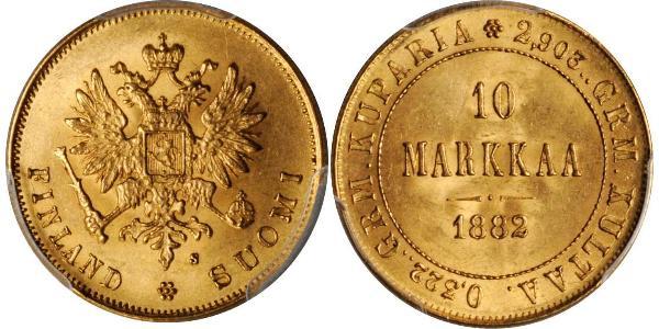 10 Mark 芬兰 / 俄罗斯帝国 (1721 - 1917) 金 亚历山大三世 (俄国) (1845 -1894)