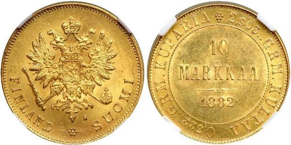 10 Mark 芬兰 / 俄罗斯帝国 (1721 - 1917) 金 亚历山大三世 (俄国) (1845 -1894)