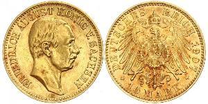 10 Mark 萨克森王国 (1806 - 1918) 金 弗里德里希·奥古斯特三世 (萨克森国王)