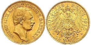 10 Mark 萨克森王国 (1806 - 1918) 金 弗里德里希·奥古斯特三世 (萨克森国王)