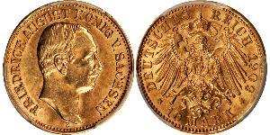 10 Mark 萨克森王国 (1806 - 1918) 金 弗里德里希·奥古斯特三世 (萨克森国王)